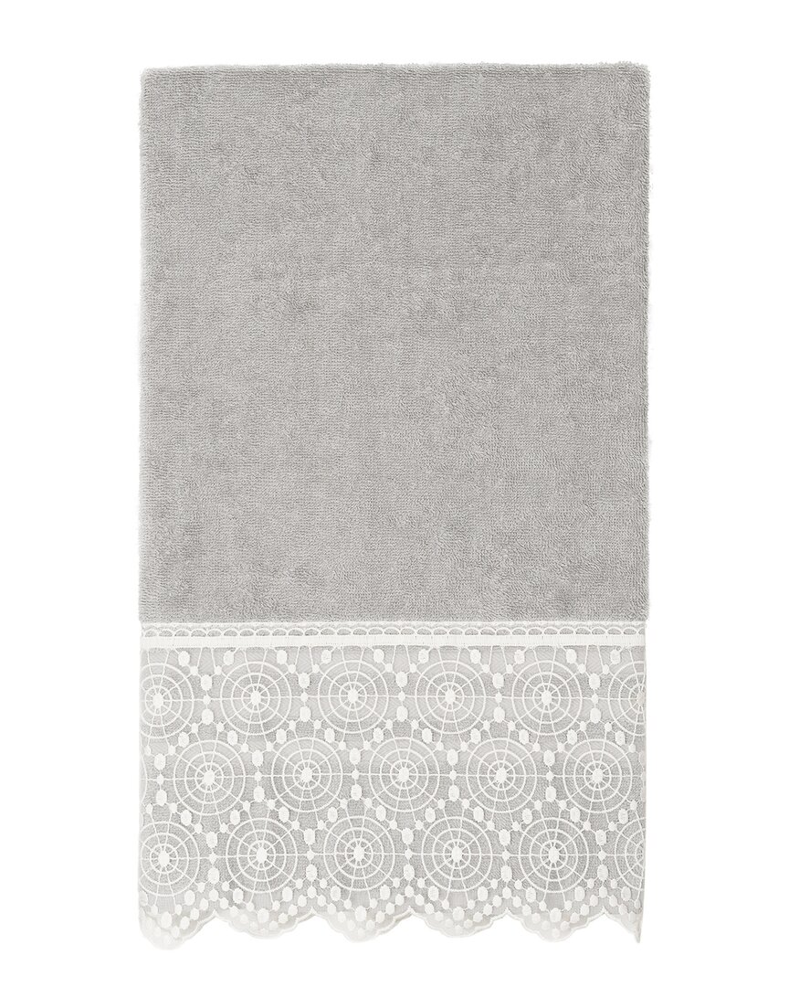 Shop Linum Home Textiles 100% Turkish Cotton Arian Cream Lace Embellished Bath Towel In Gray