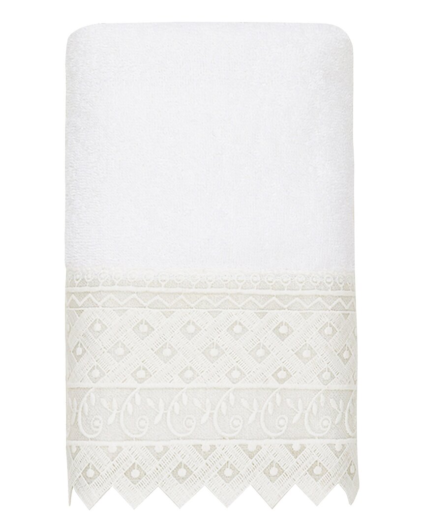 Linum Home Textiles 100% Turkish Cotton Aiden White Lace Embellished Hand Towel