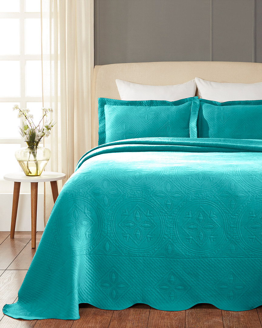 Superior Cotton Celtic Circle Matelasse Bedspread Set In Green