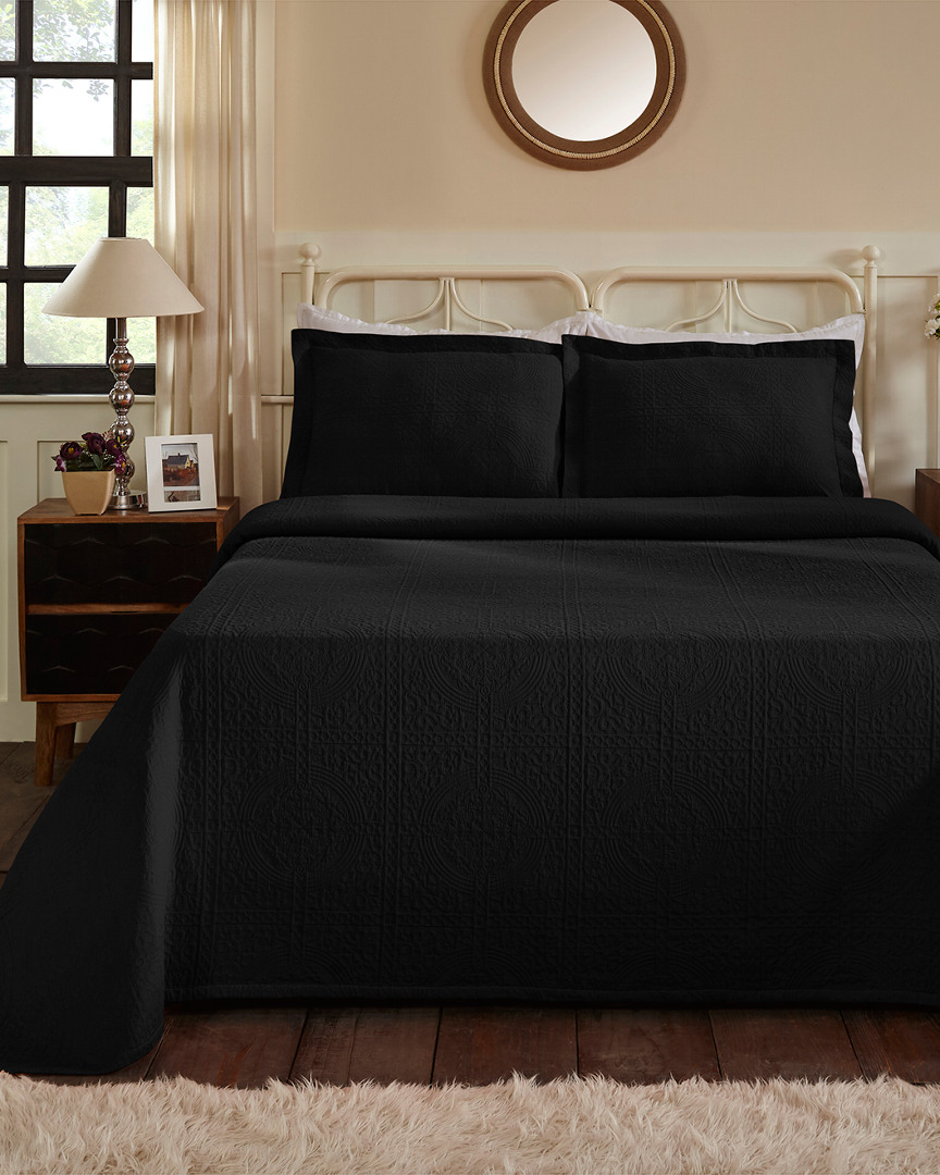Superior Cotton Fleur De Lis Bedspread Set In Black