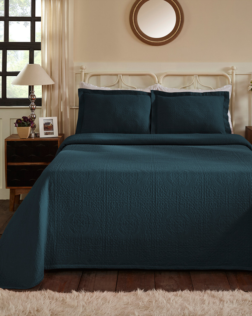 Superior Cotton Fleur De Lis Bedspread Set In Green