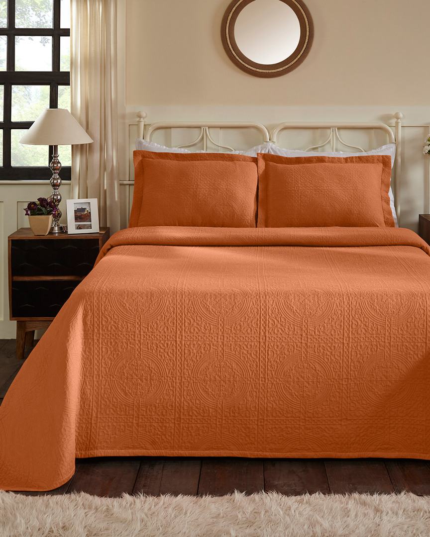 Superior Cotton Fleur De Lis Bedspread Set In Orange