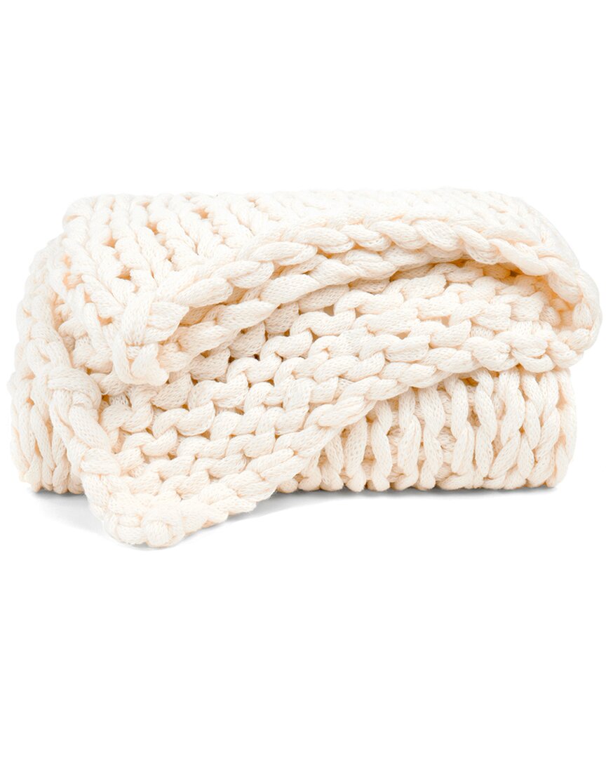 Home Collection Chunky Knit Throw Blanket In Ivory