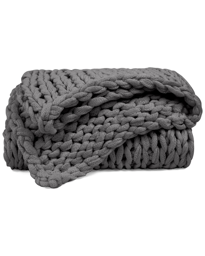Home Collection Chunky Knit Throw Blanket In Gray