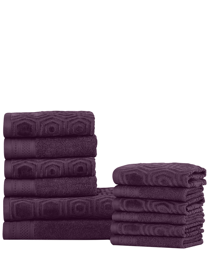 Superior 12pc Combed Cotton Towel Set In Purple