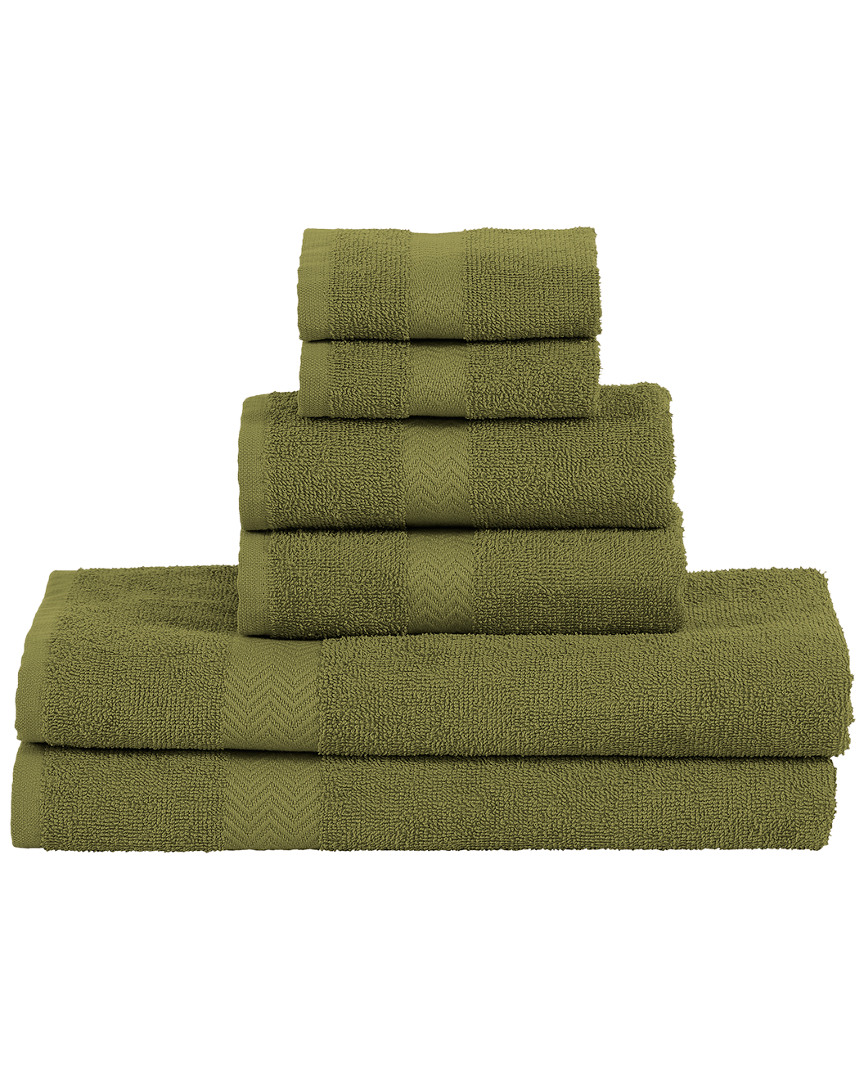 Superior 6pc Cotton Towel Set In Green