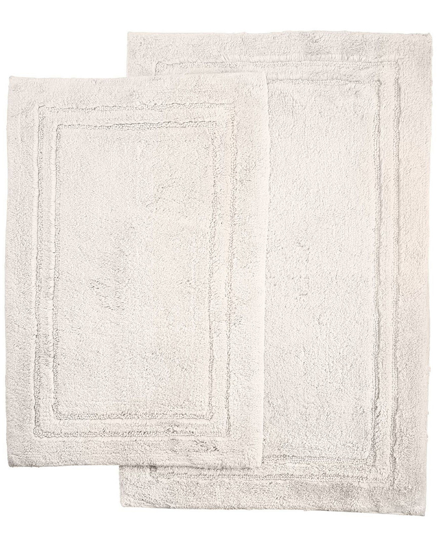 Superior Luxurious Set Of 2 Non-skid Cotton Bath Rugs In Neutral