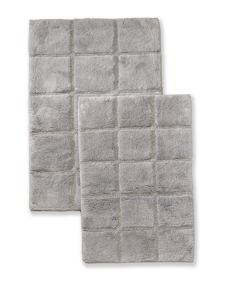 Superior Solid 2pc Checkered Non-slip Bath Rug Set