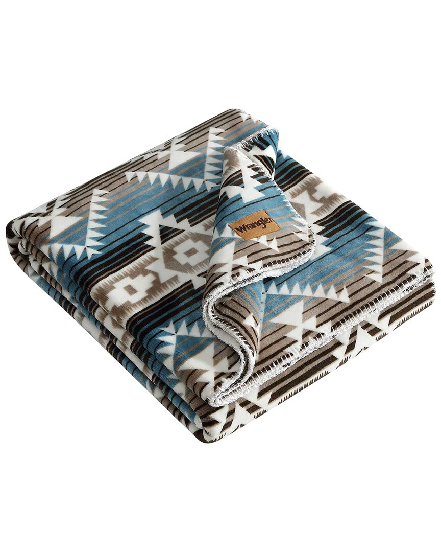 Wrangler Jericho Coco Flannel Reversible Throw Blanket