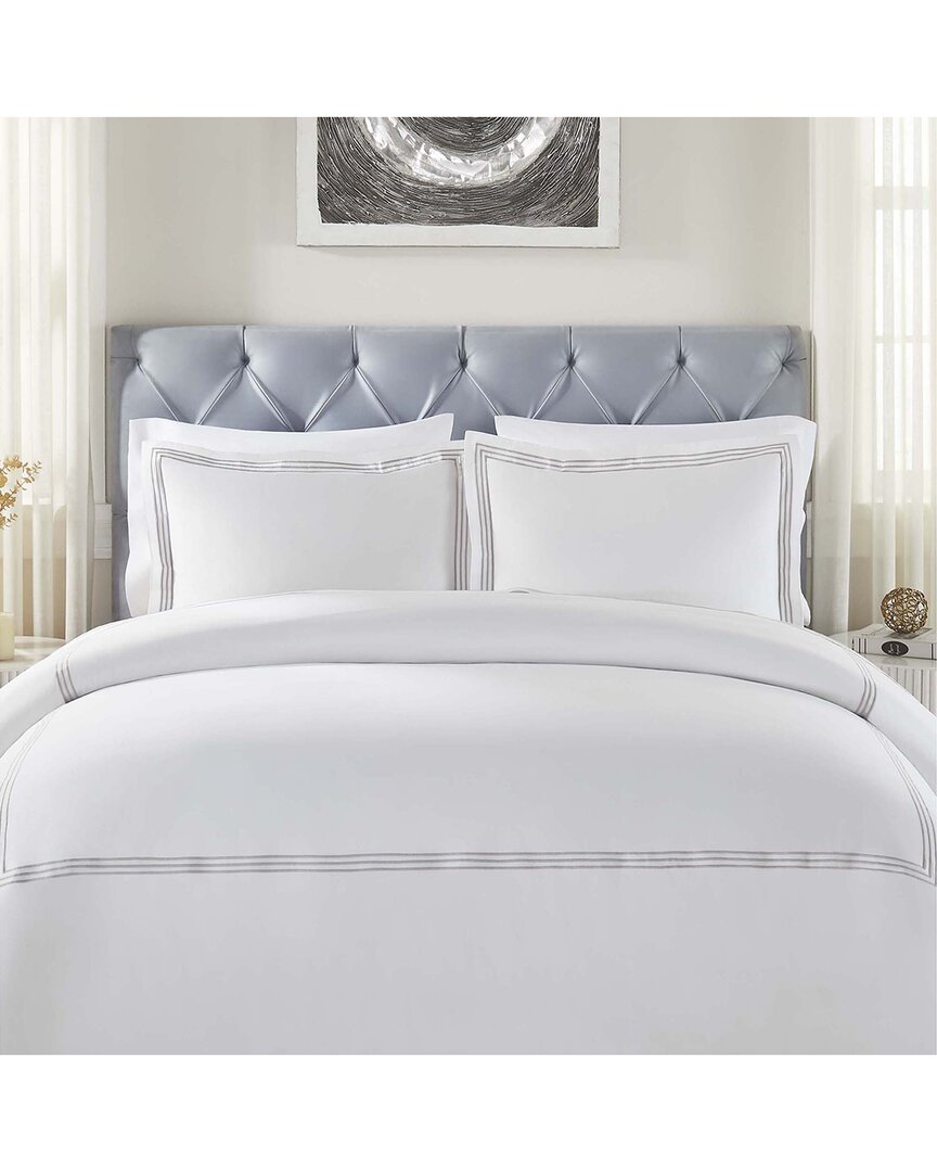 Superior Chain Links Cotton Embroidered 3pc Duvet Cover Set