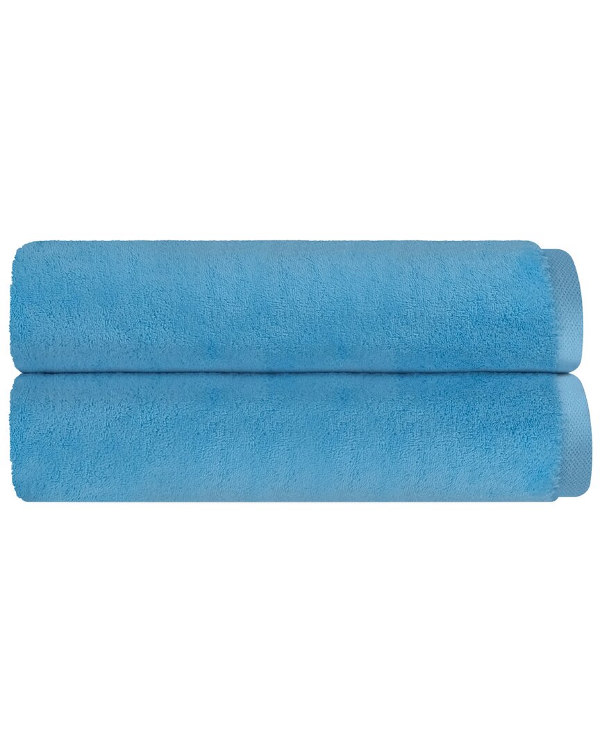 Depera Home Puresoft Set Of 2 Turkish Bath Sheets In Blue