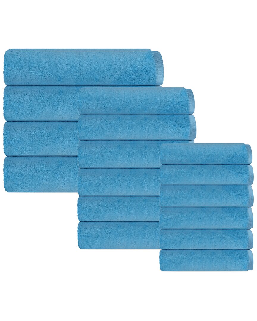 Depera Home Puresoft Set Of 16 Turkish Towels In Blue