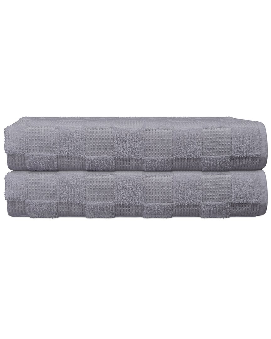 Depera Home Waffle Terry Set Of 2 Turkish Bath Towels In Silver
