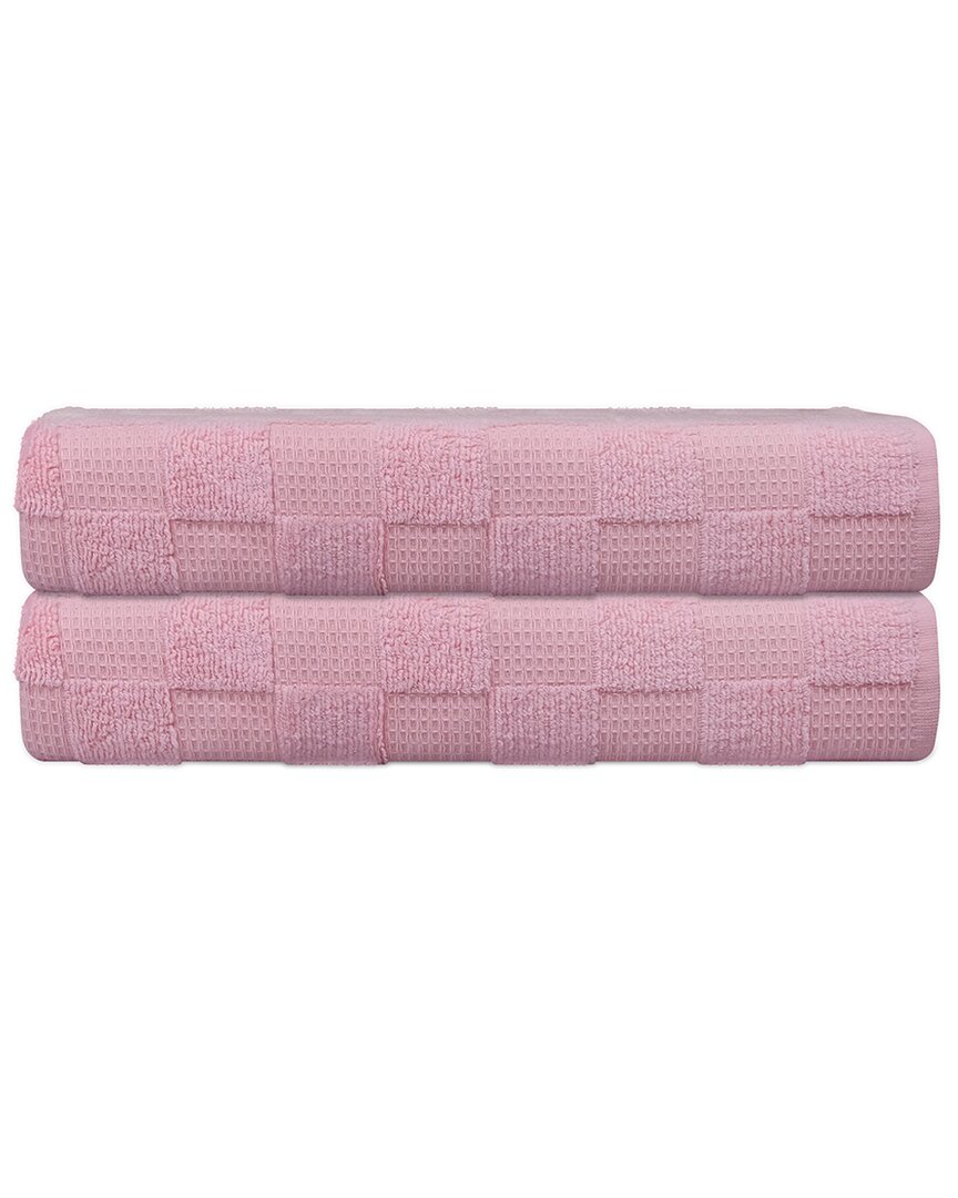 Depera Home Waffle Terry Set Of 2 Turkish Bath Towels In Pink