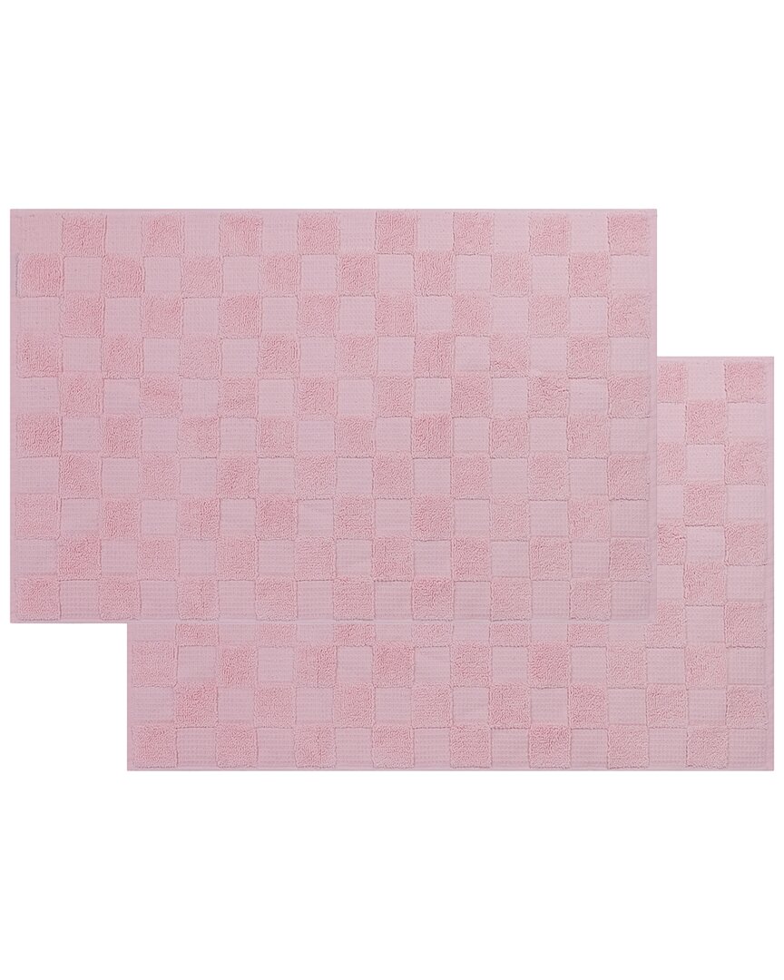 Depera Home Waffle Terry Set Of 2 Turkish Bath Mats In Pink
