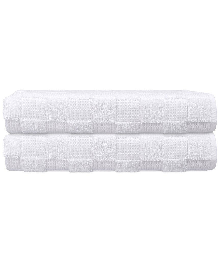 Depera Home Waffle Terry Set Of 2 Turkish Bath Sheets In White
