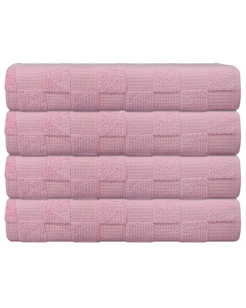 Depera Home Waffle Terry Set Of 4 Turkish Wash Towels In Pink