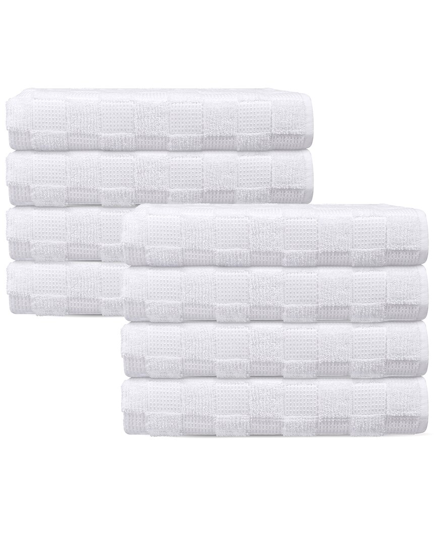 Depera Home Waffle Terry Set Of 8 Turkish Hand Towels In White