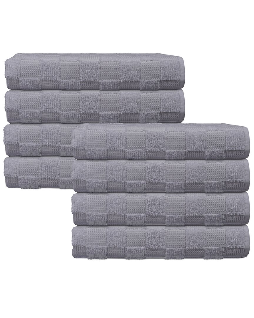 Depera Home Waffle Terry Set Of 8 Turkish Hand Towels In Silver