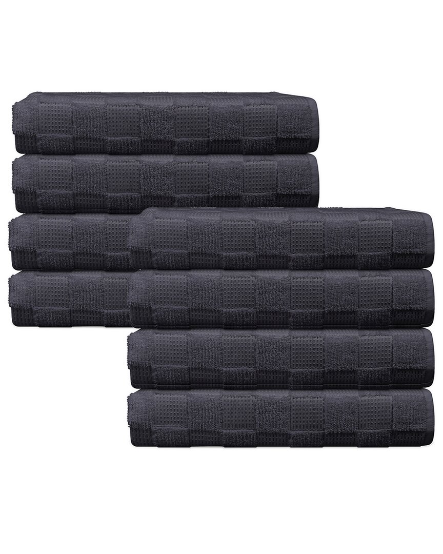 Depera Home Waffle Terry Set Of 8 Turkish Hand Towels In Grey