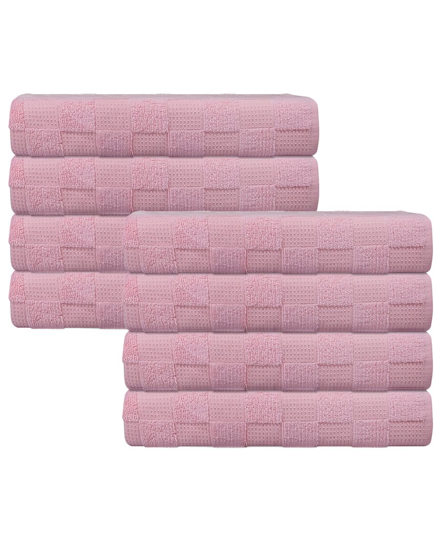 Depera Home Waffle Terry Set Of 8 Turkish Hand Towels In Pink