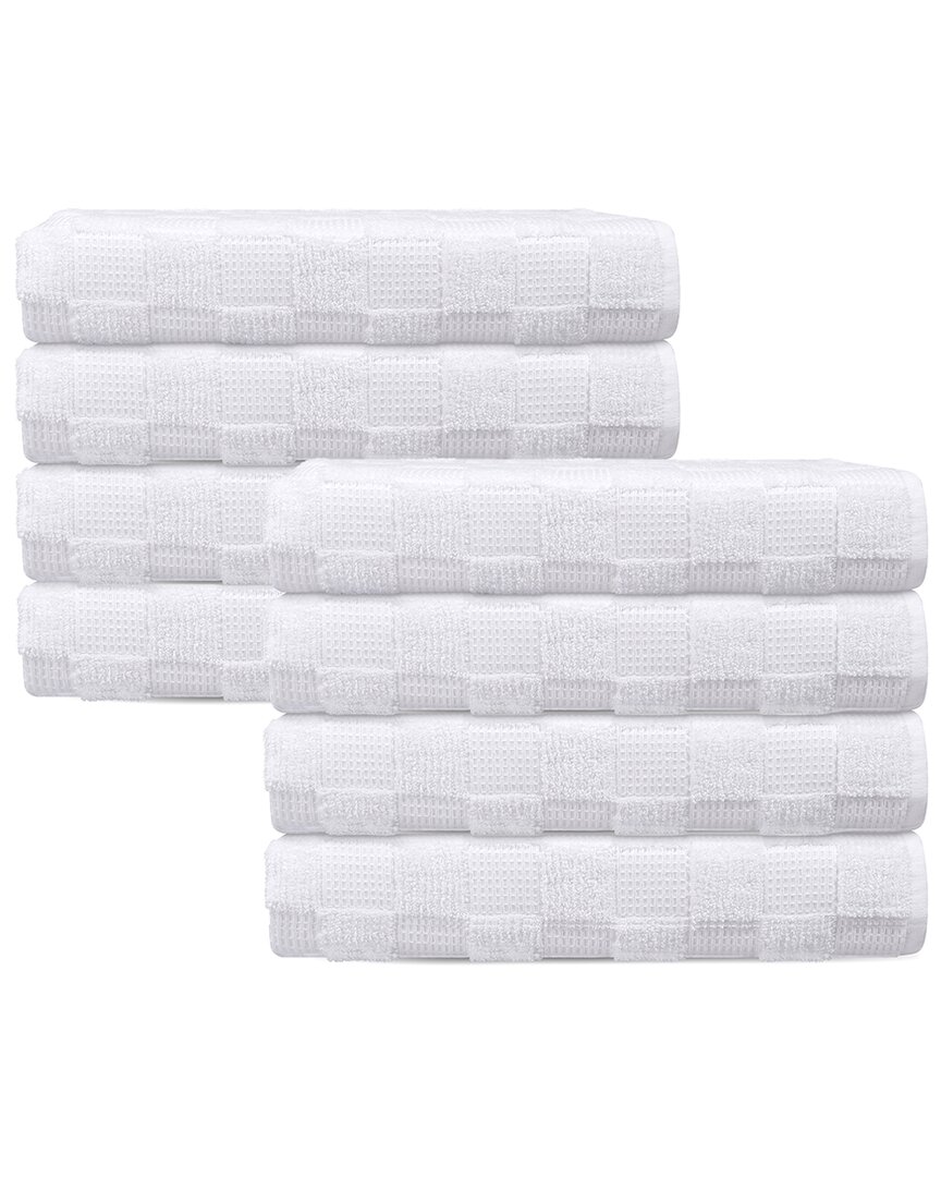 Depera Home Waffle Terry Set Of 8 Turkish Wash Towels In White