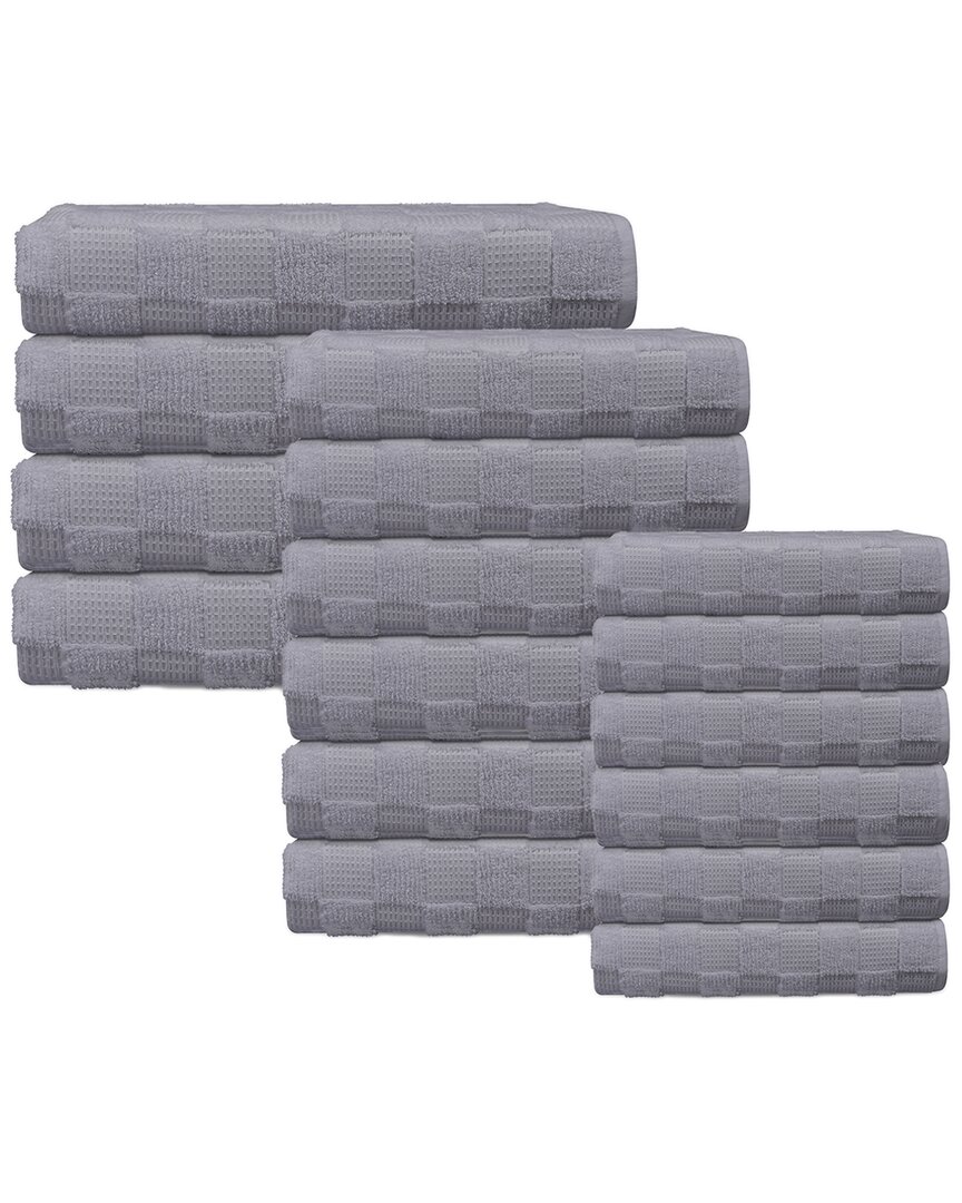 Depera Home Waffle Terry Set 16 Turkish Towels In Silver