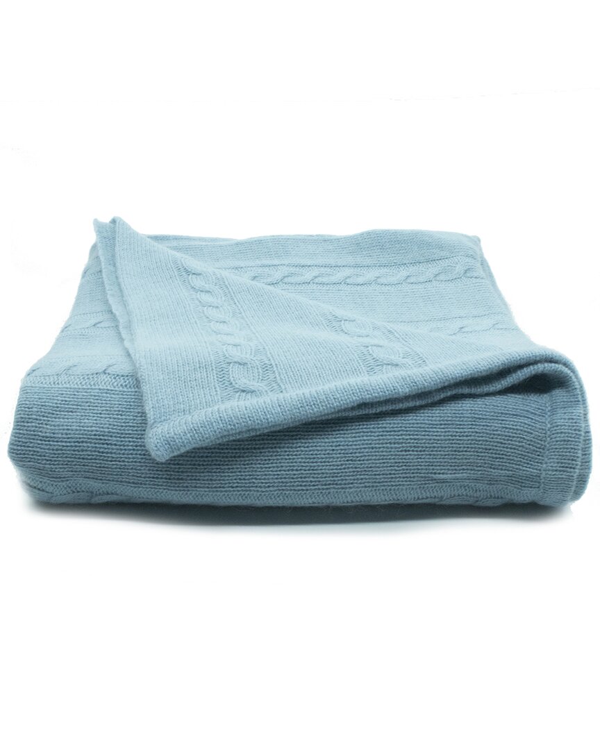Portolano Throw With Cables In Light Blue
