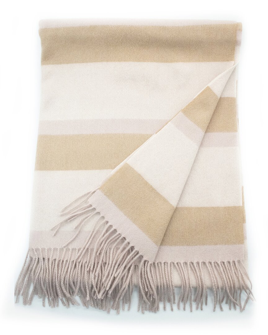 Portolano Woven Striped Throw With Fringes In Rose
