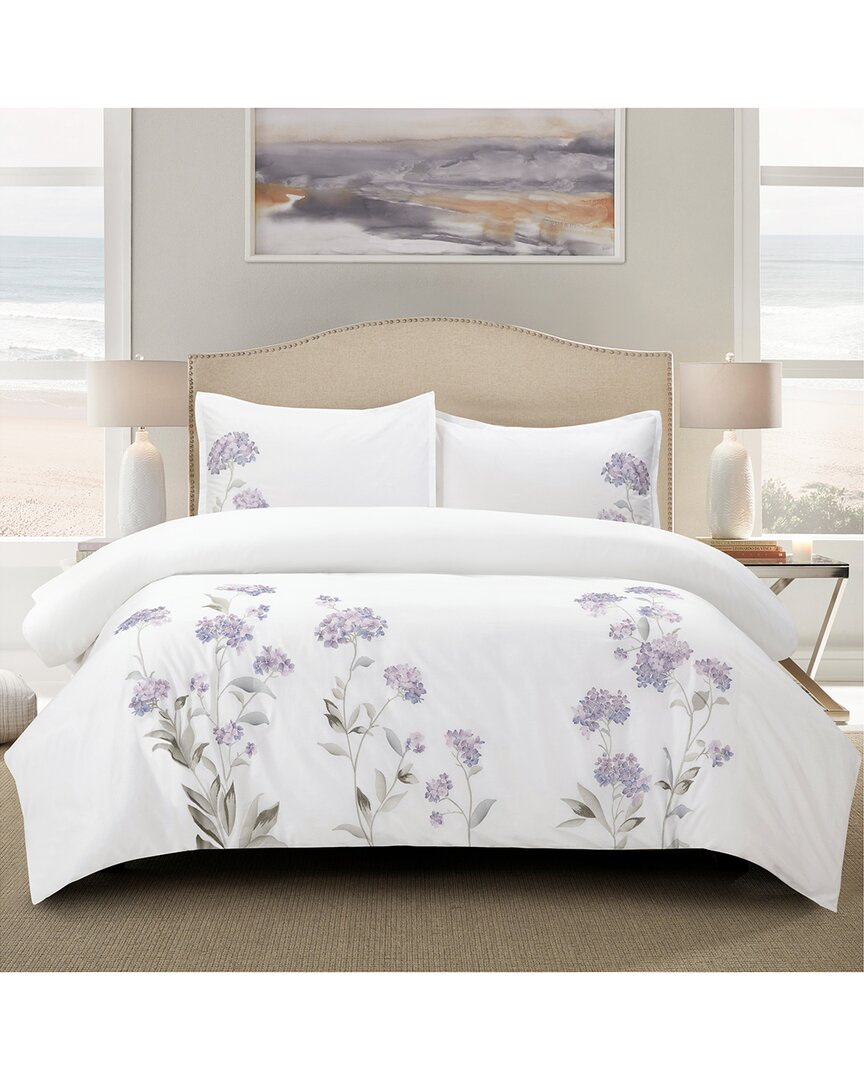 Melange Mélange Home 210 Thread Count Cotton Hydrangea Embroidery Duvet Set