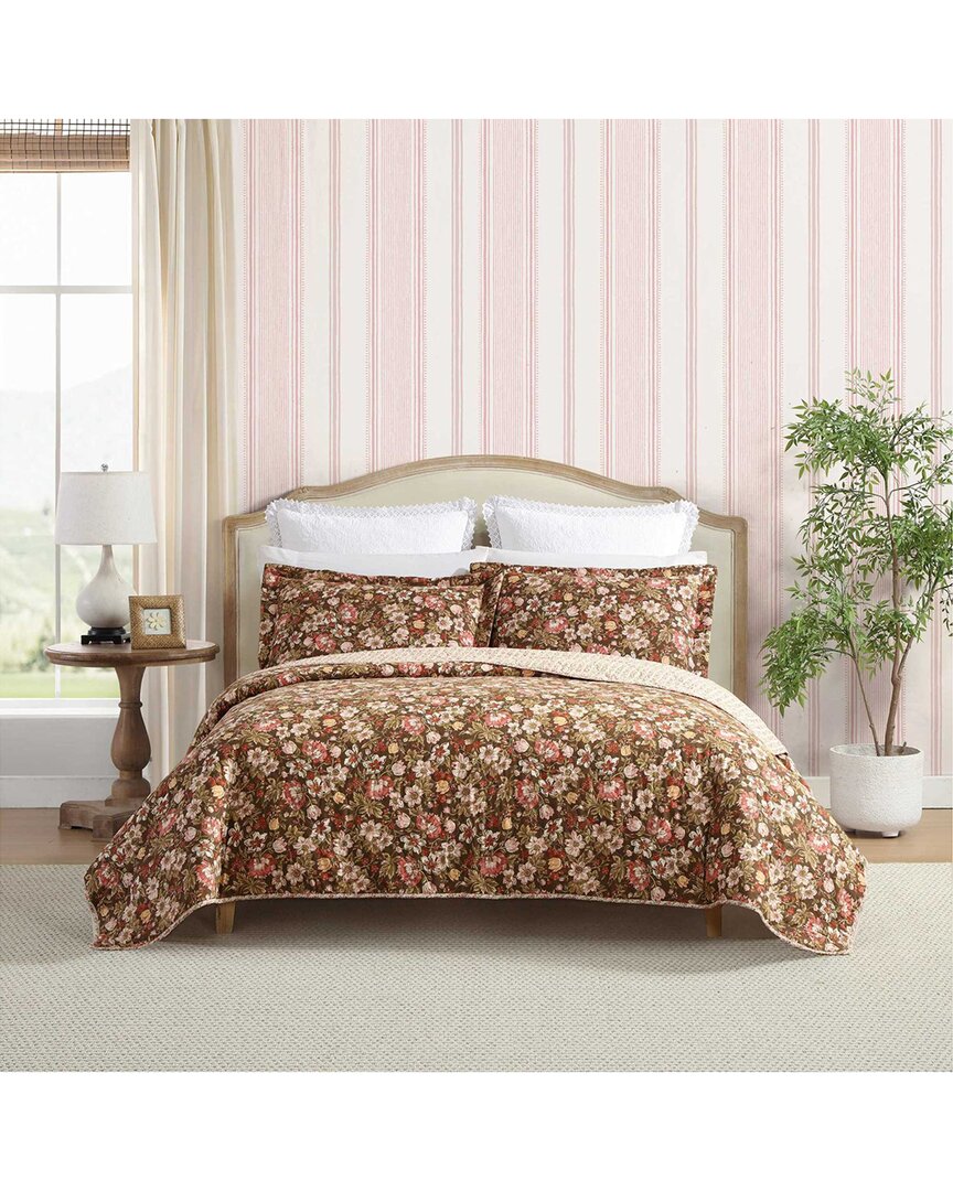 Laura Ashley 136 Thread Count Marta Cotton Reversible Quilt Set
