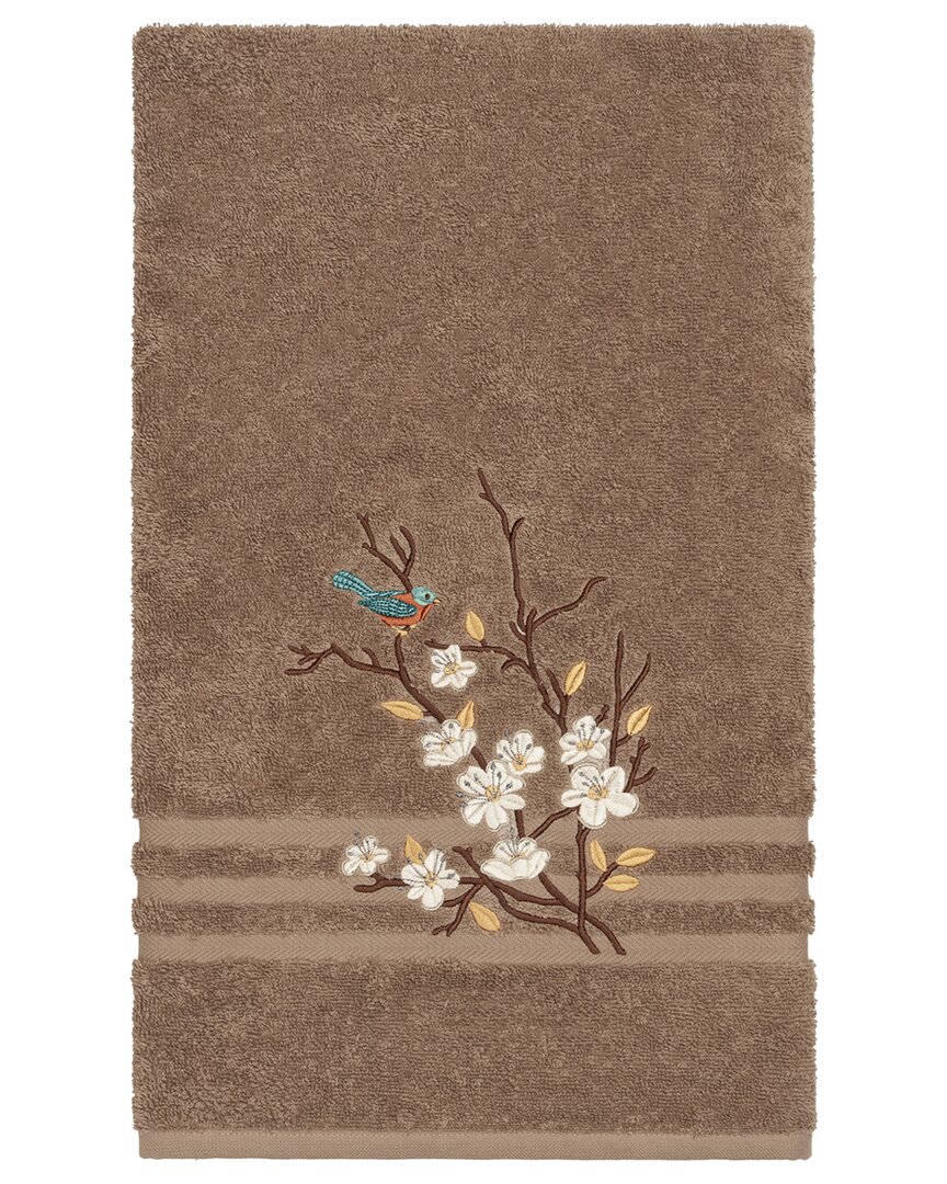 Linum Home Textiles Turkish Cotton Spring Time Embellished Bath Towel In Beige