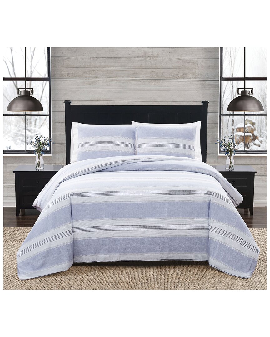 London Fog Flannel Duvet Cover Set In White