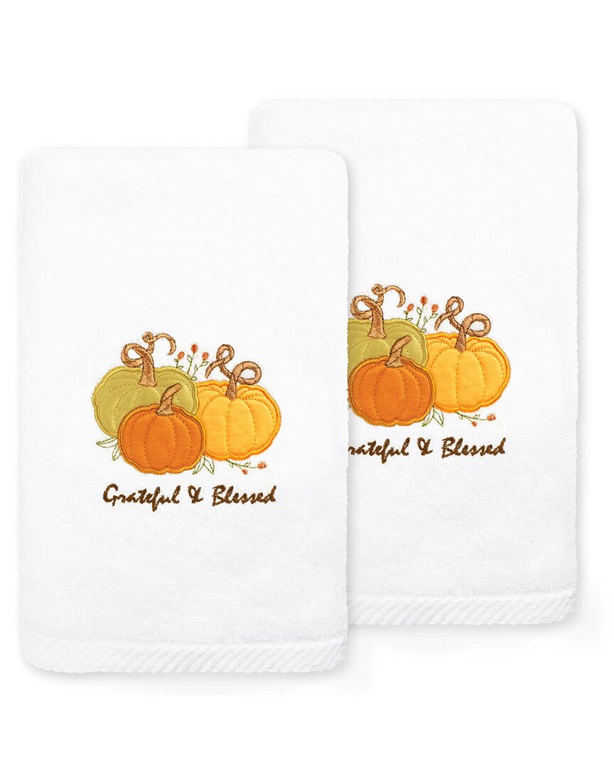 Linum Home Textiles Grateful & Blessed Turkish Cotton Hand Towel In White