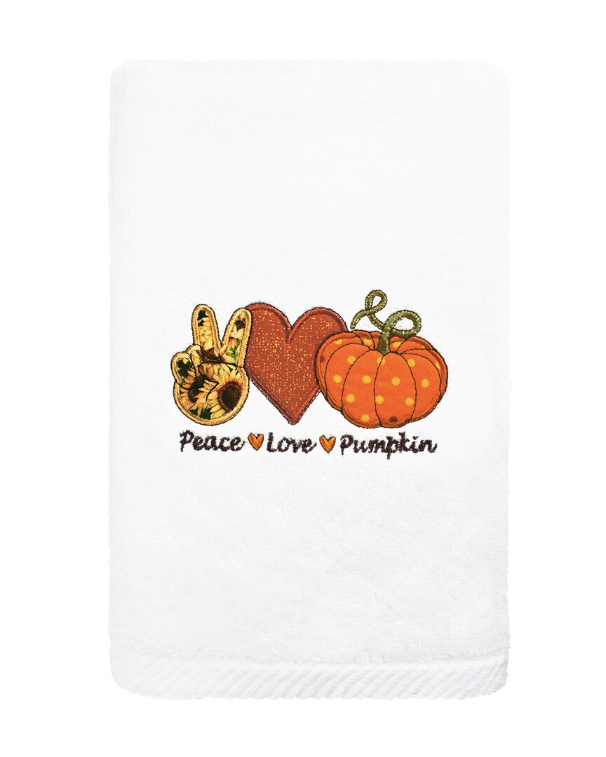 Linum Home Textiles Peace Love Pumpkin Turkish Cotton Hand Towel In White
