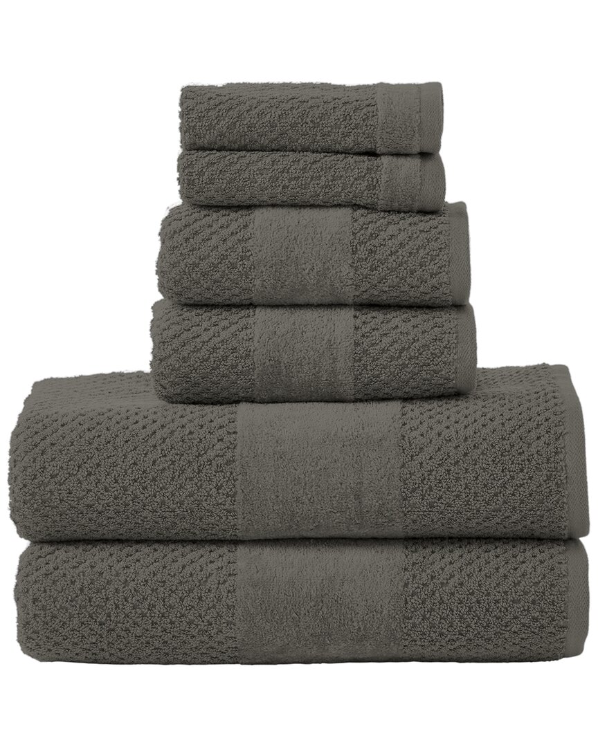 Modern Threads Textured 6pc Towel Set In Gray