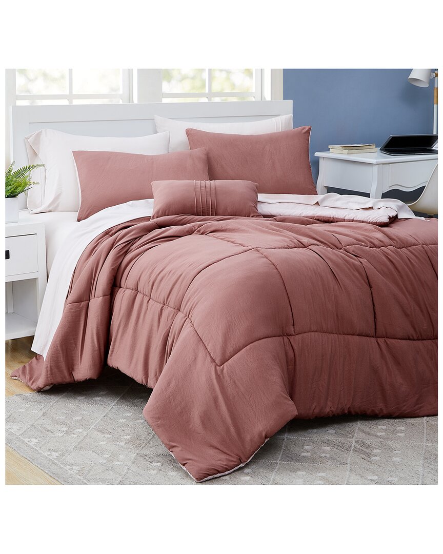 Modern Threads 6pc Garment Washed Complete Bed Set In Rose
