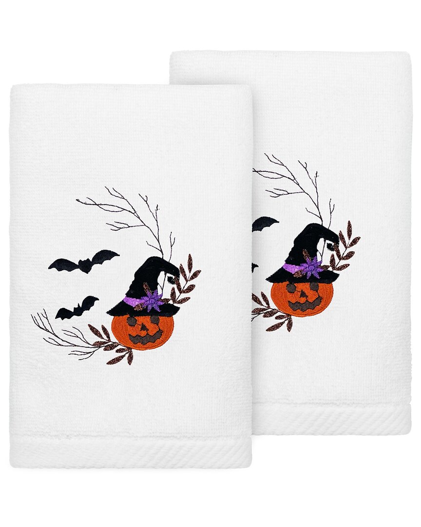 Linum Home Textiles Set Of 2 Pumpkin Head Embroidered Luxury Turkish Cotton  Hand Towels