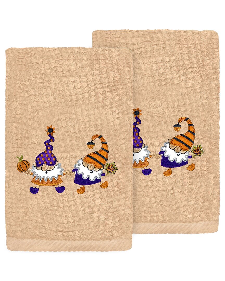 Linum Home Textiles Set Of 2 Halloween Gnomes Embroidered Luxury Turkish Cotton Hand Towels