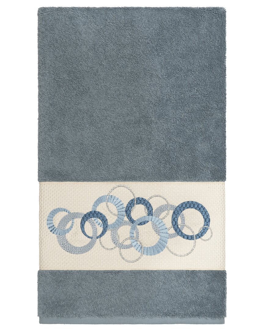 Linum Home Textiles Turkish Cotton Annabelle Embellished Bath Towel In Teal