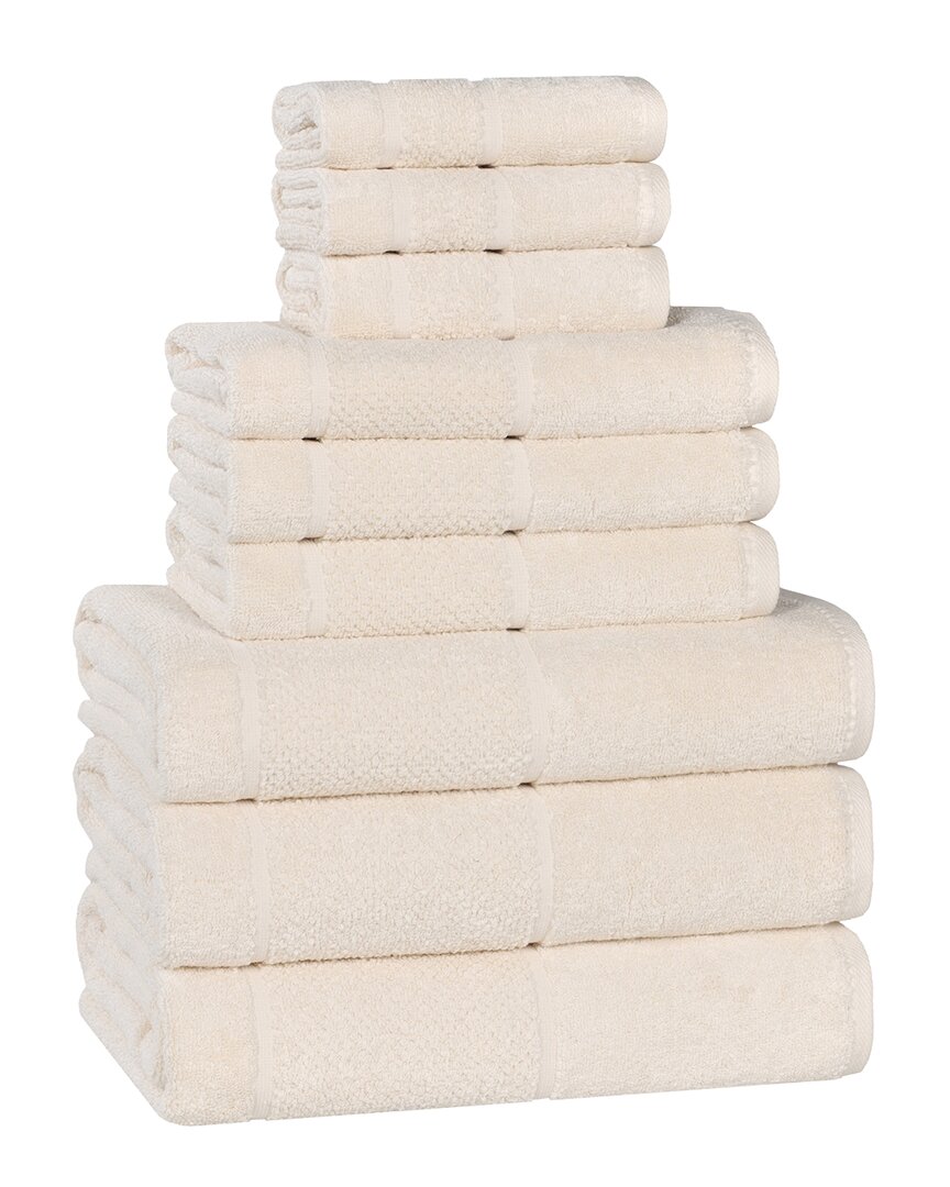 Superior Mile Smart Twist Cotton Medium Weight Solid Broad Border 9pc Towel Set