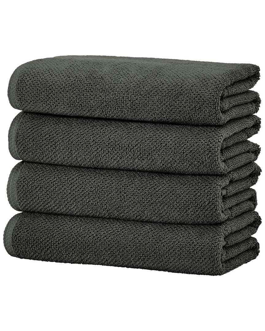 Linery & Co Luxury Cotton Textured Bath Towel In Gray