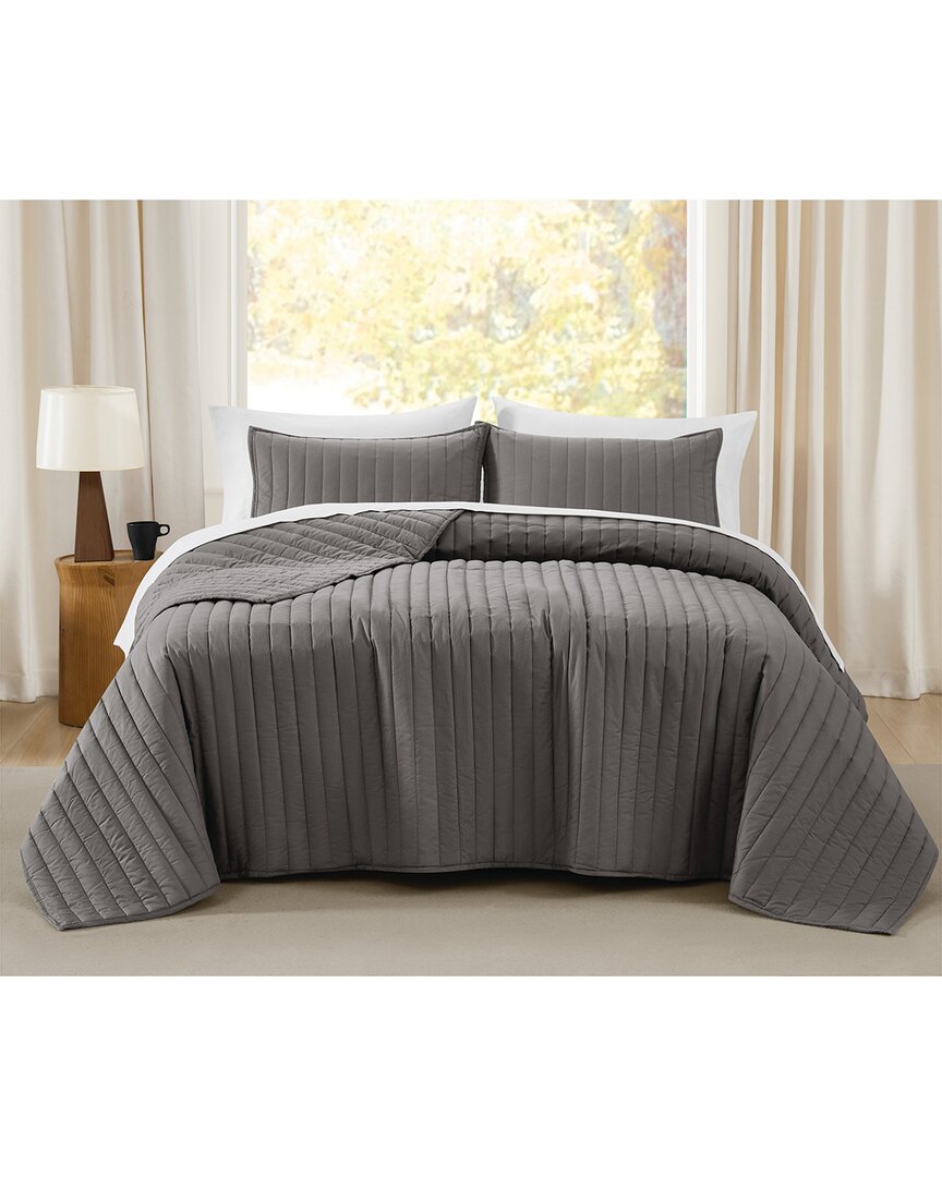 Brooklyn Loom Oversized Cotton Percale 3pc Quilt Set