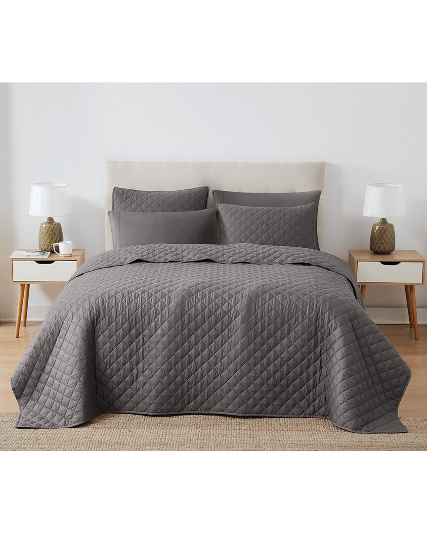 Cannon Solid Oversized Percale 3pc Quilt Set