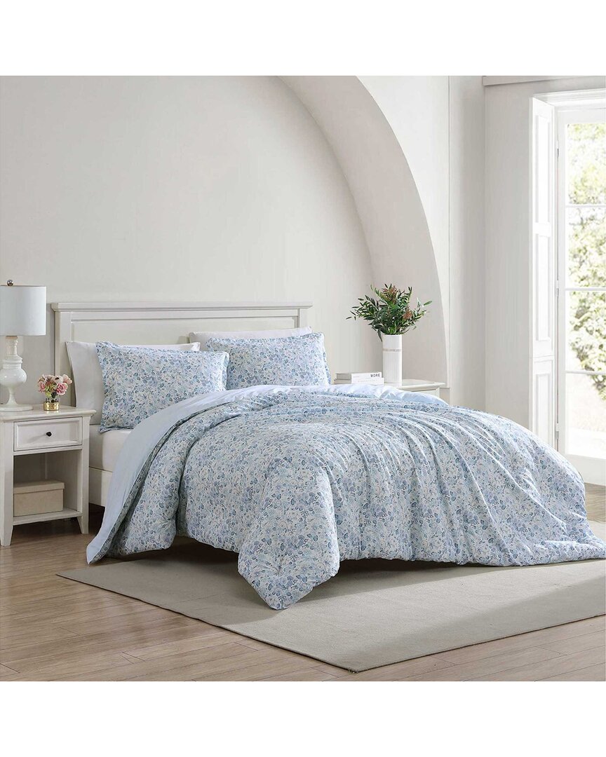 Laura Ashley 180 Thread Count Quartet Comforter Set In Blue