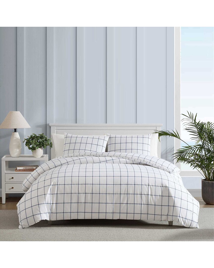 Nautica 200 Thread Count Brenton Stripe Percale Duvet Cover Set In Blue