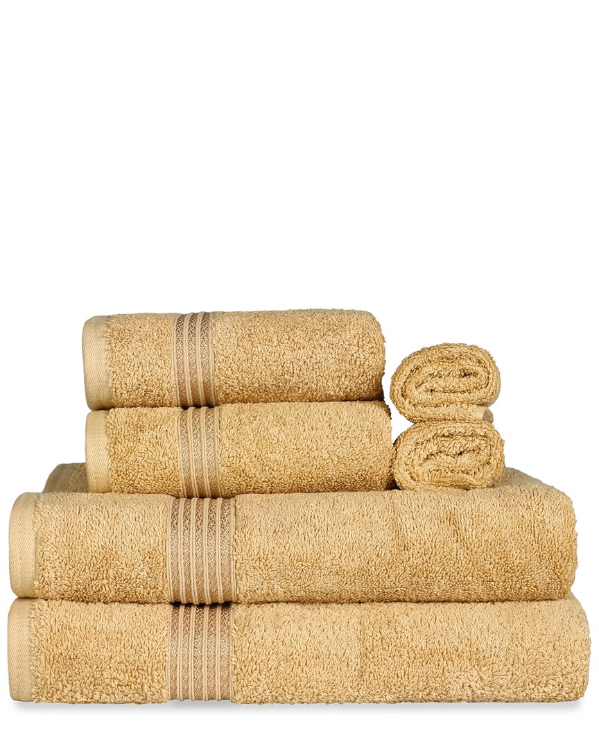 Superior Solid 6pc Absorbent Towel Set In Gold