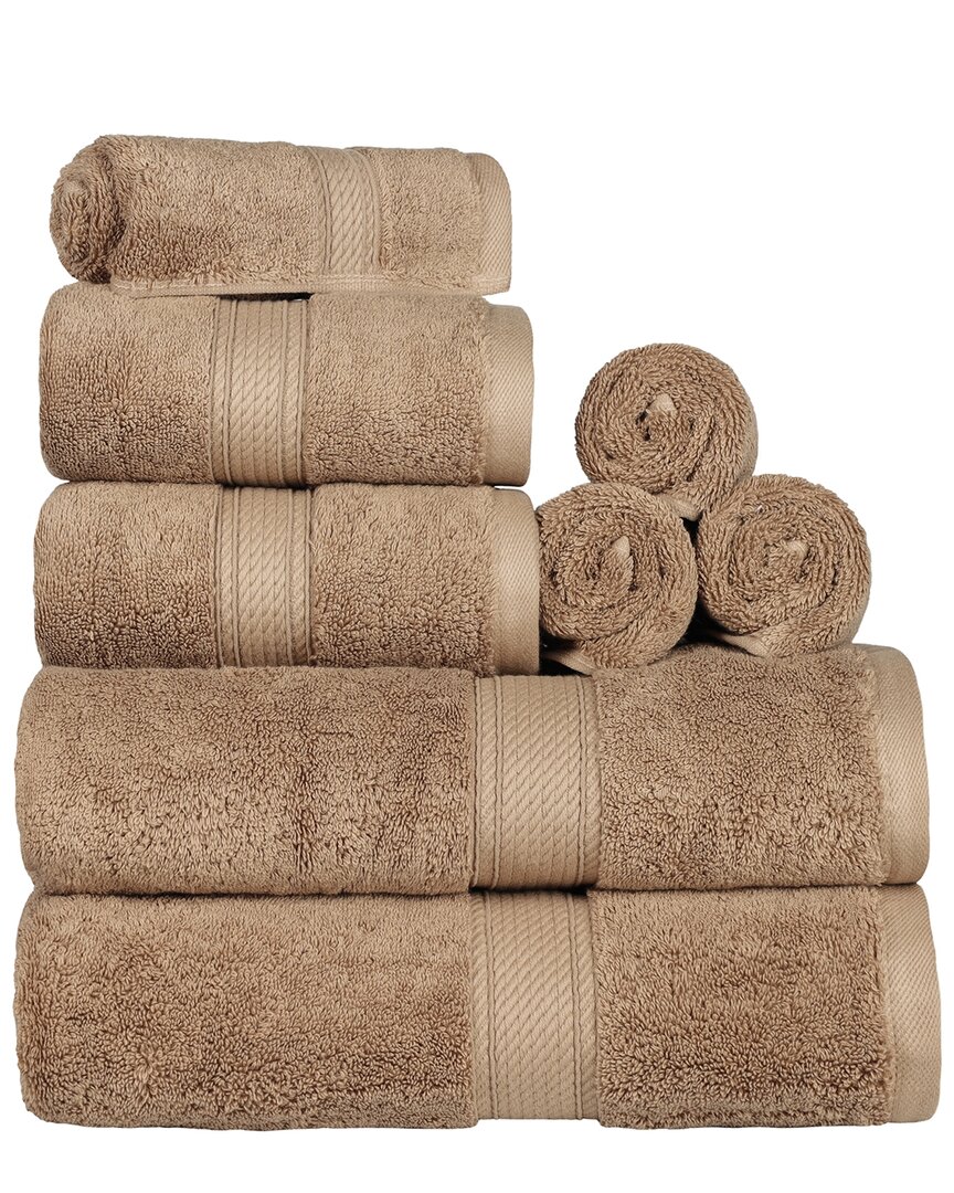Superior Cotton Highly Absorbent Solid Assorted 8pc Quick-drying Towel Set In Latte