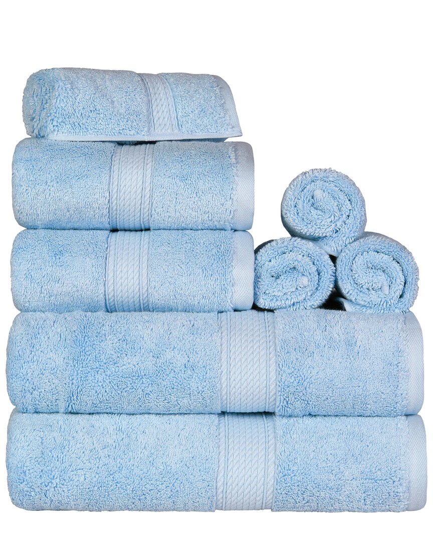 Superior Highly Absorbent 8pc Ultra Plush Solid Towel Set In Blue