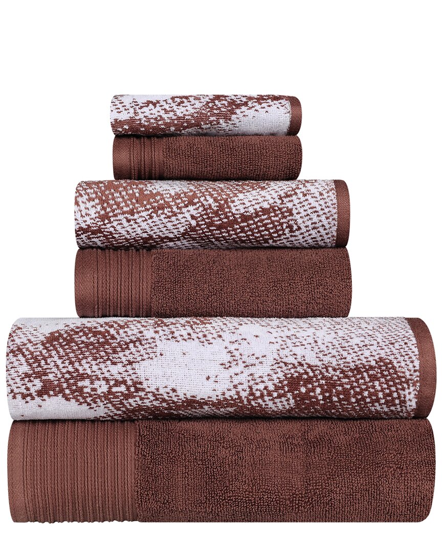Superior Quick-drying Solid And Marble Effect 8pc Towel Set In Brown
